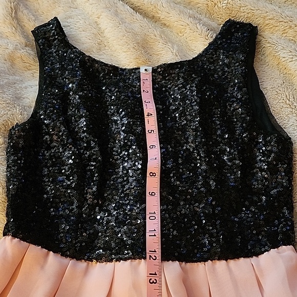 B Darlin SZ9 Navy Blue/Pale Pink Sequin Party Cocktail Dress - Picture 6 of 13